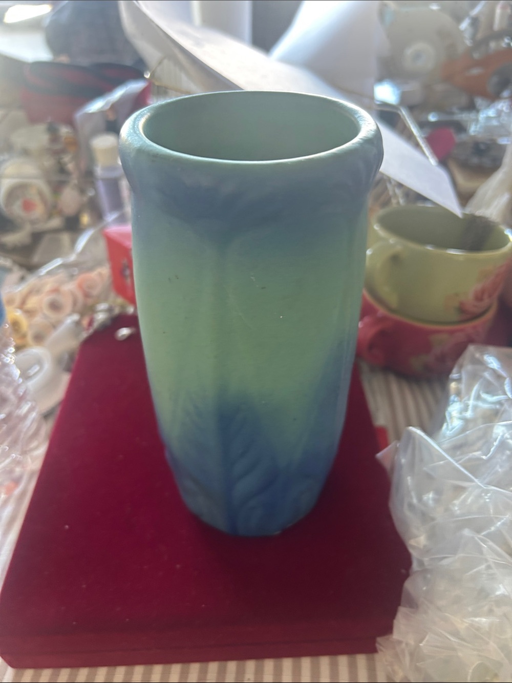 Blue-Green Matte Ceramic Vase - Home Accents